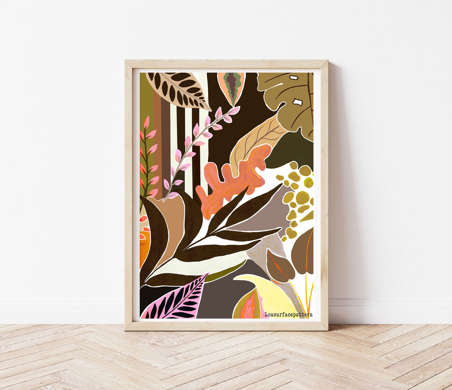 "Moody" striped tropicals print