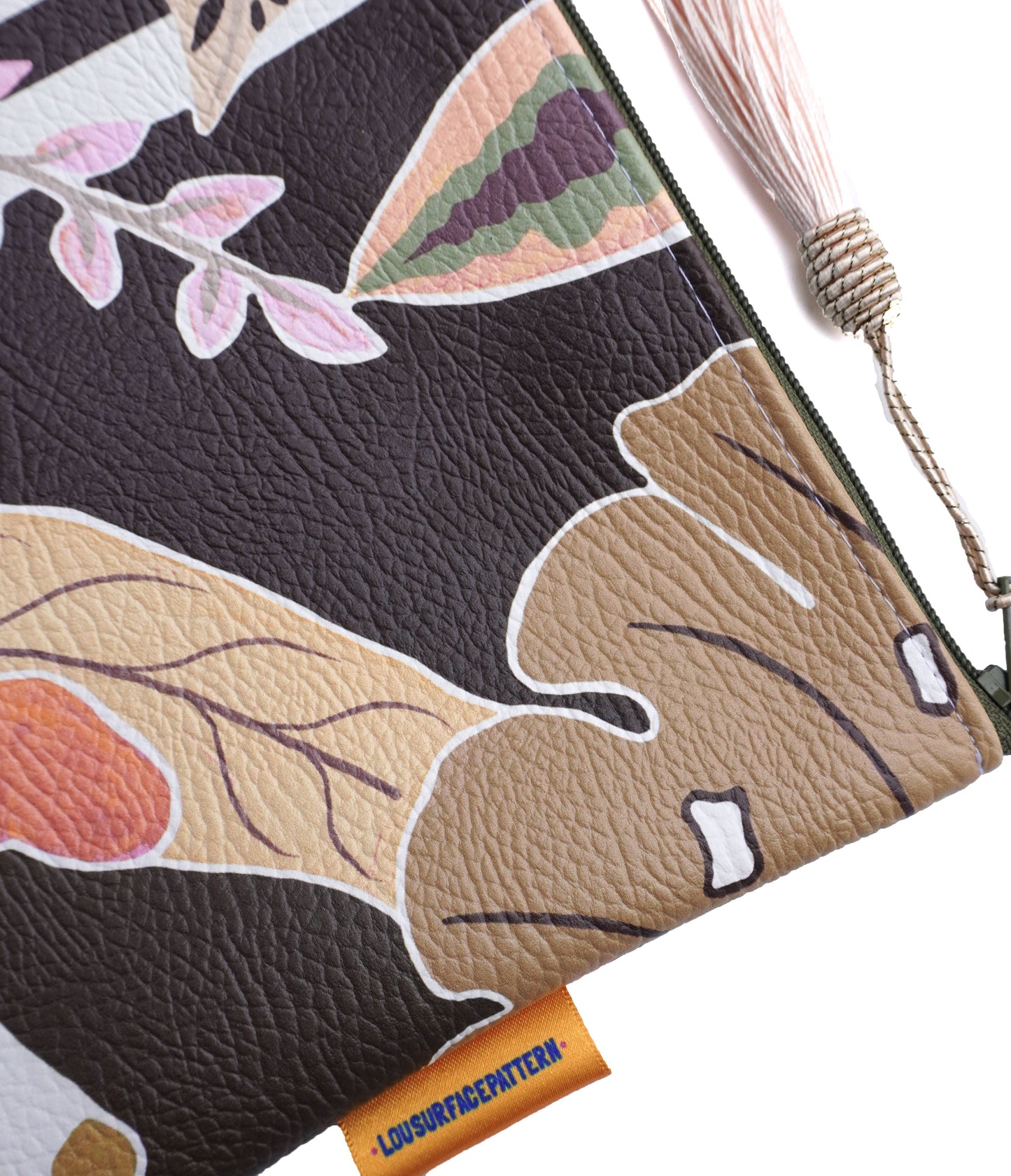 Moody striped tropicals makeup bag