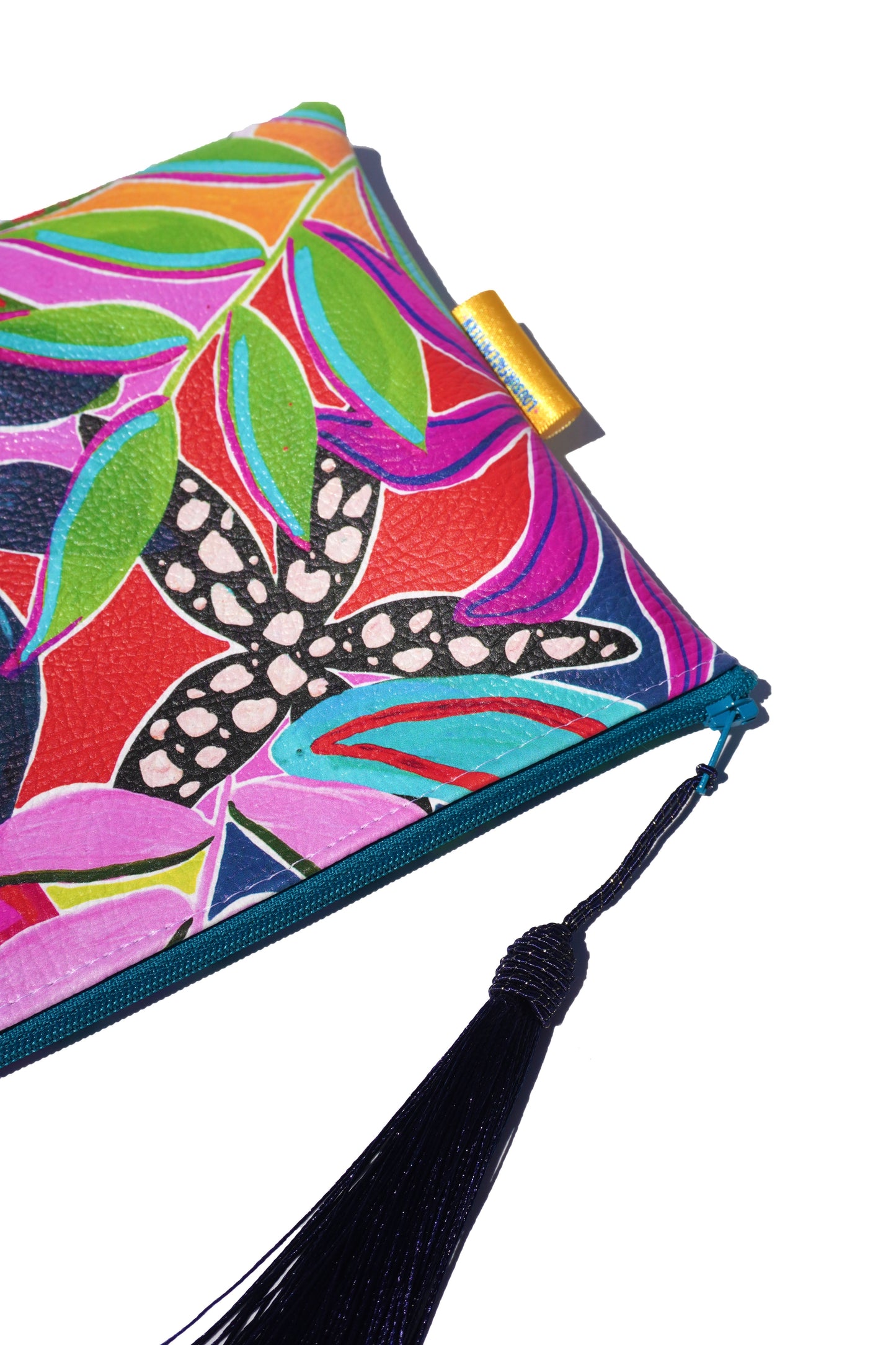 Abstract tropicals vegan leather makeup bag