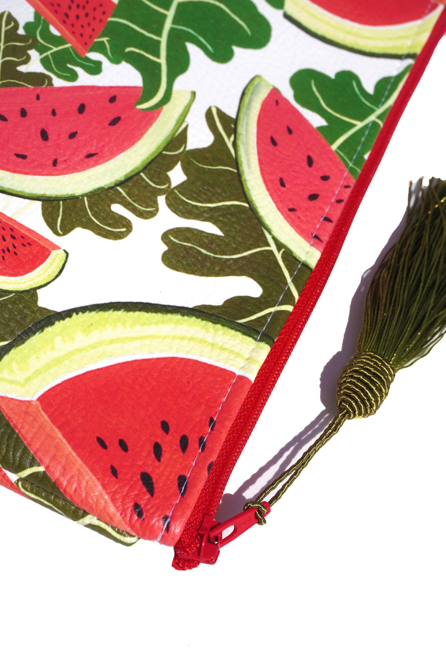Watermelon vegan leather makeup bag
