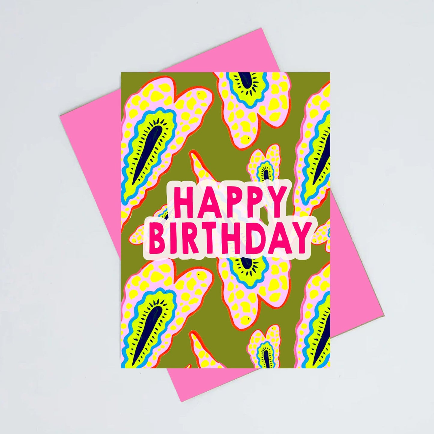 Funky leaves birthday card