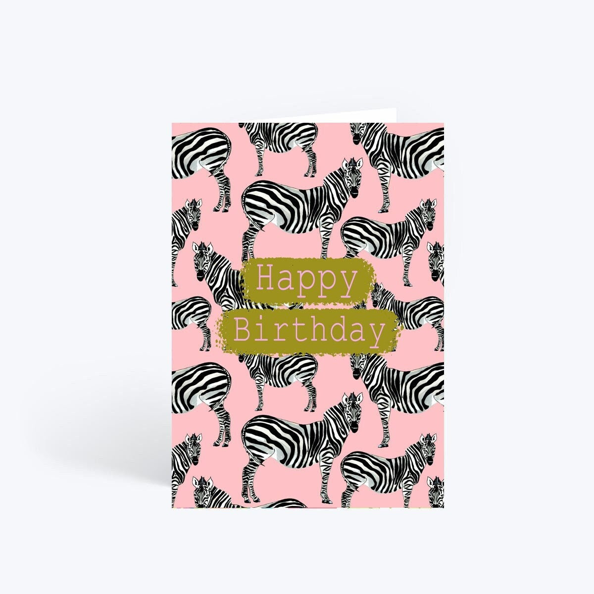 Zebra pink birthday card