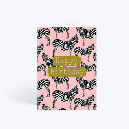 Zebra pink birthday card