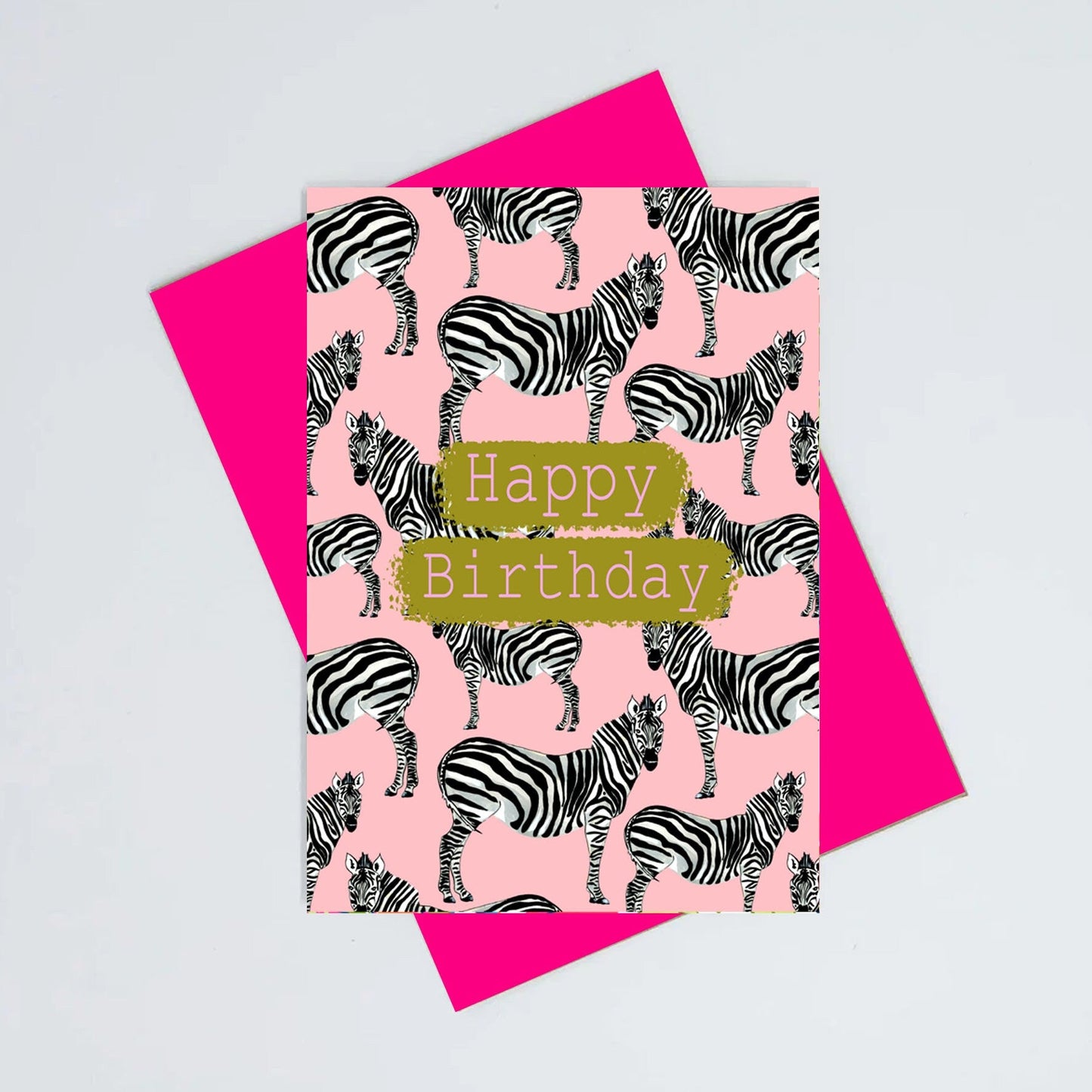 Zebra pink birthday card
