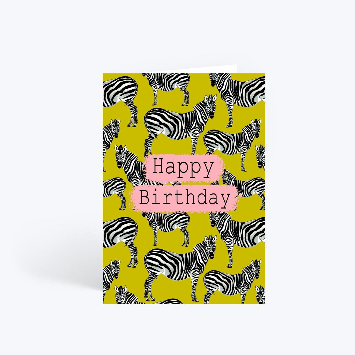Zebra green birthday card