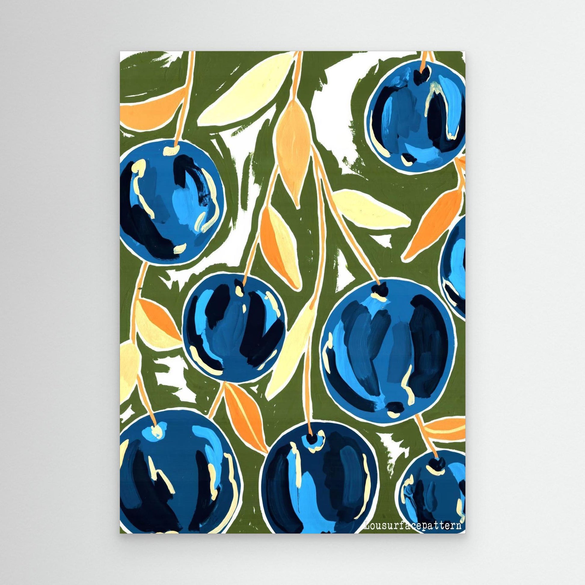 "Blueberries white" Canvas print