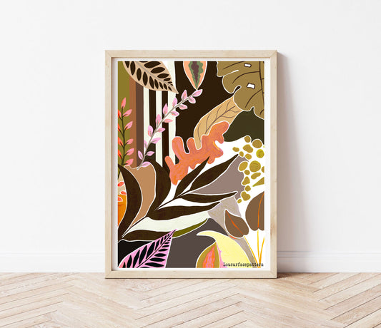 "Moody" striped tropicals print