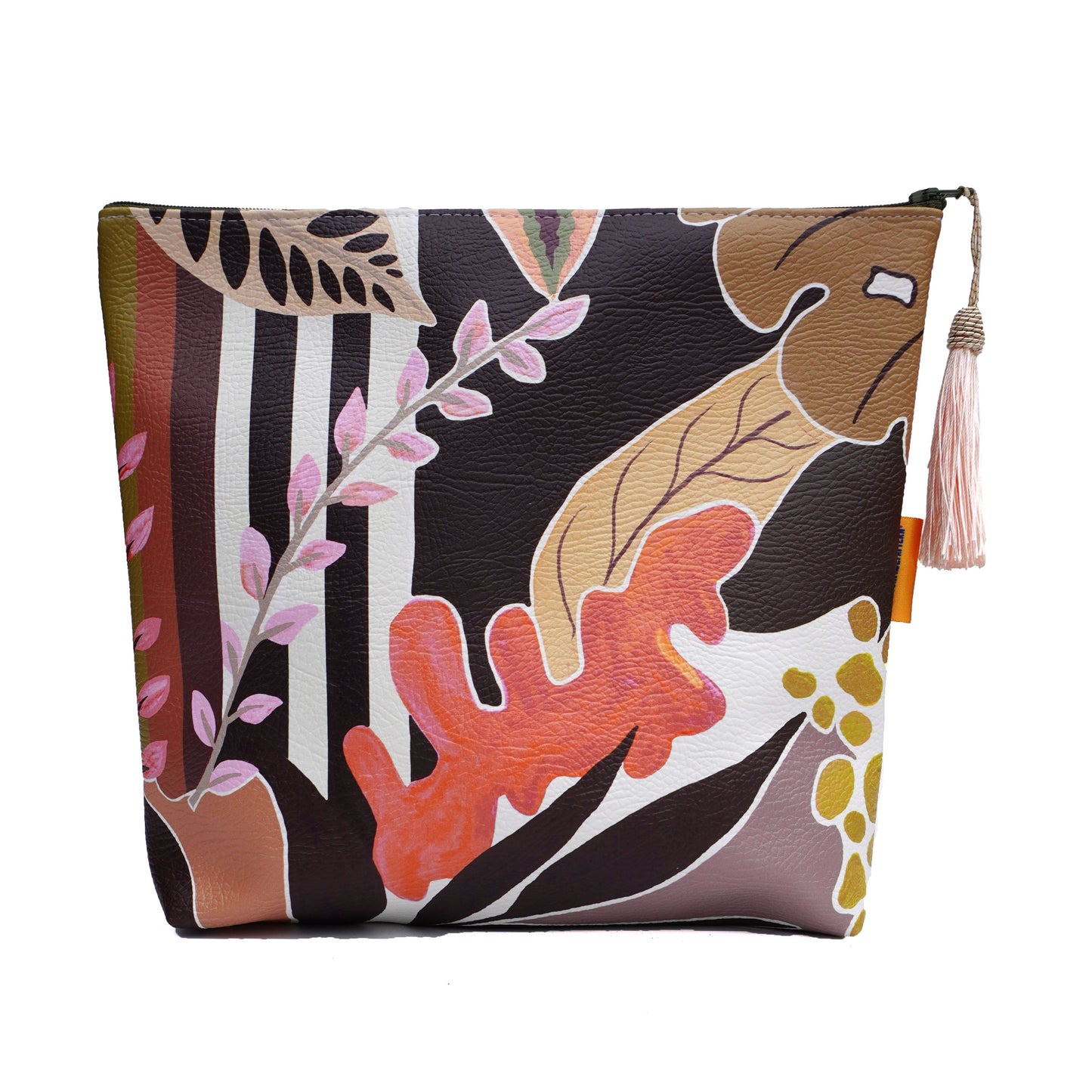 Moody stripped tropicals cosmetic bag
