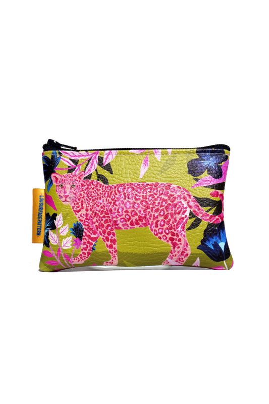 Vegan leather pink leopard purse