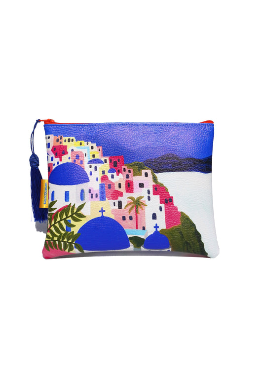 Santorini vegan leather makeup bag