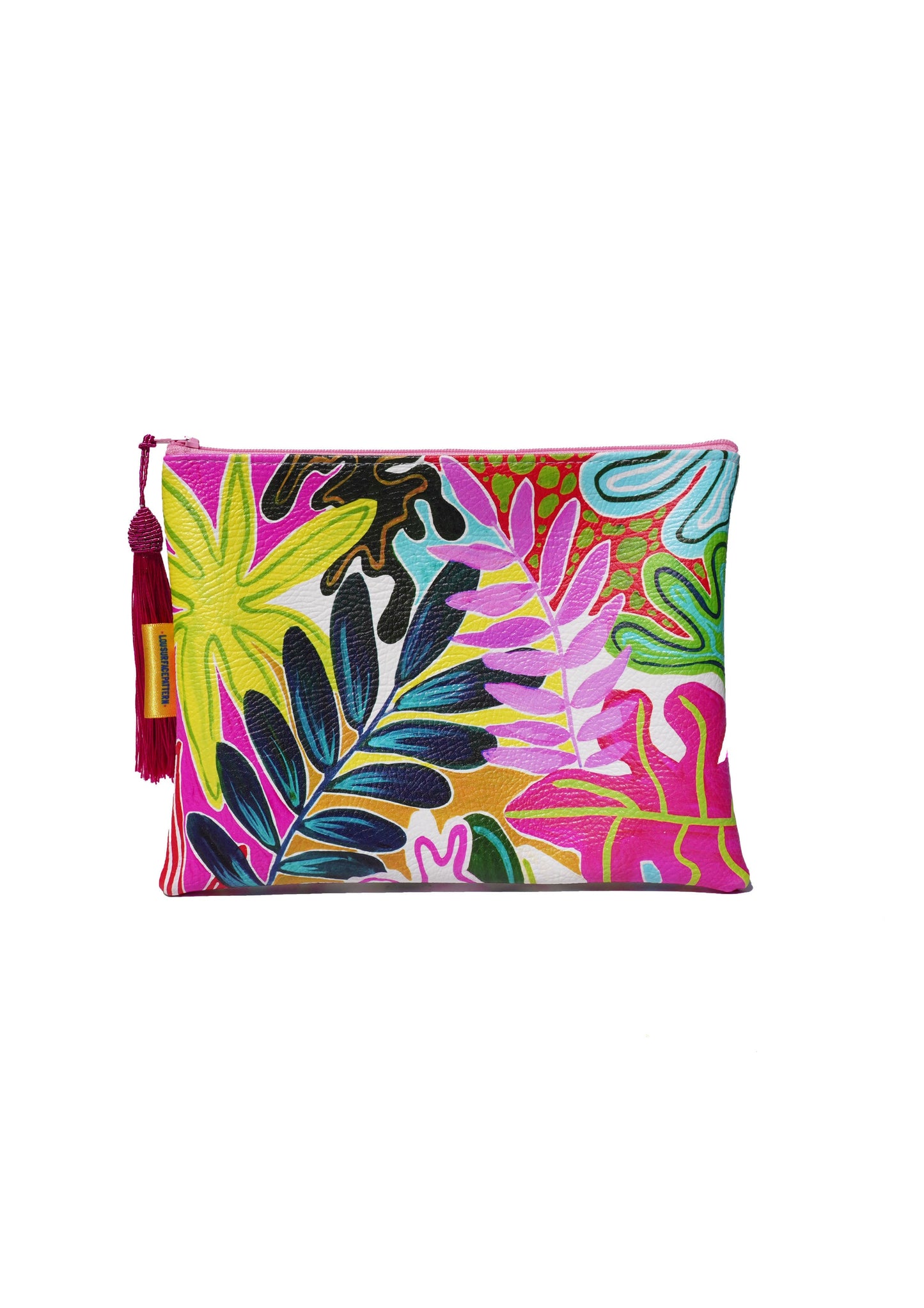 Tropicals vegan leather makeup bag