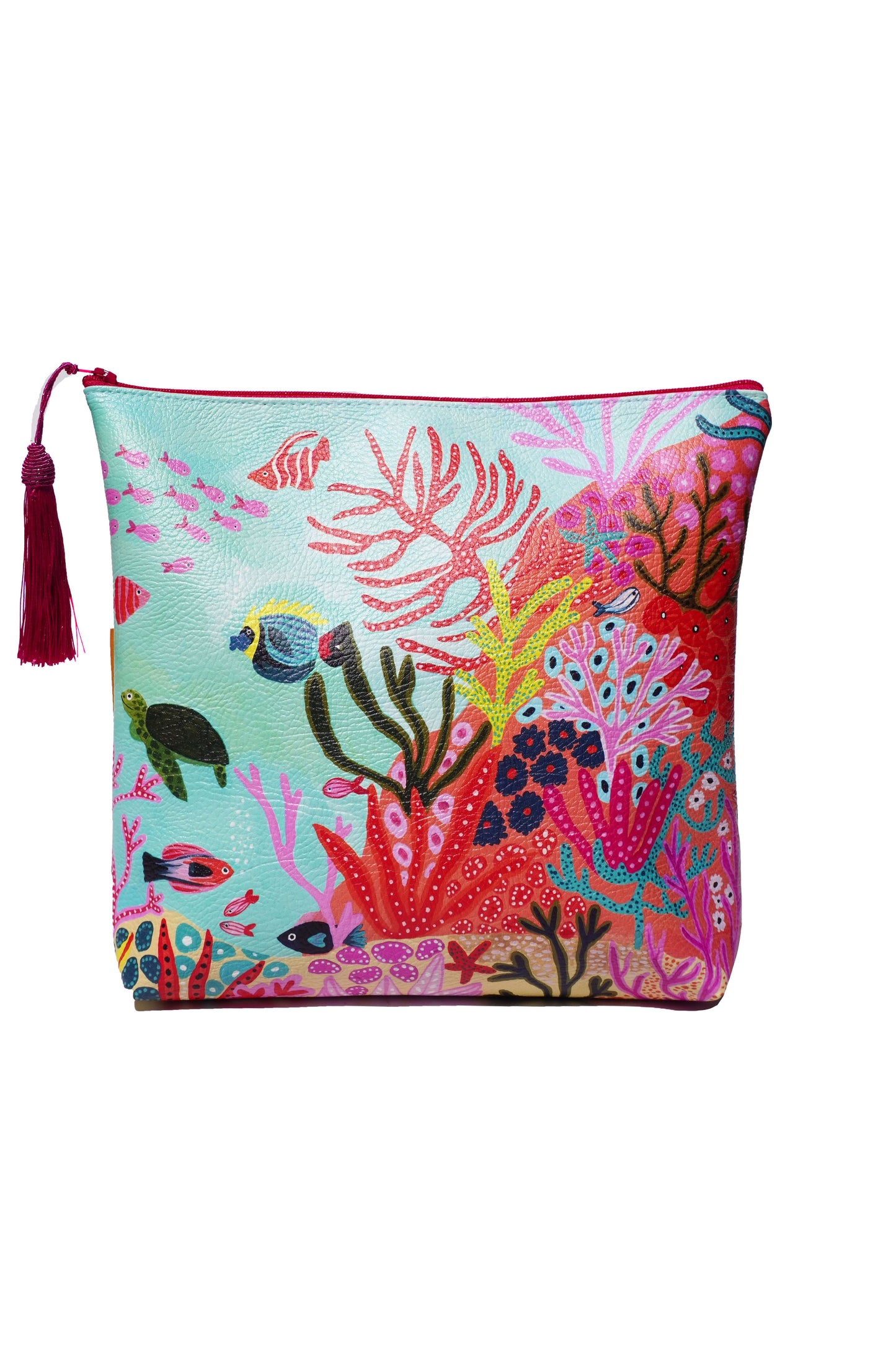 Under the sea vegan leather cosmetic bag