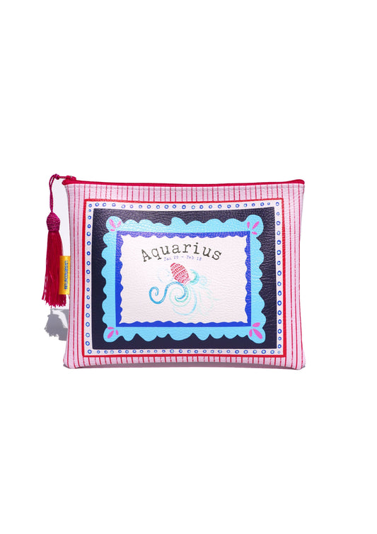 Aquarius vegan leather makeup bag