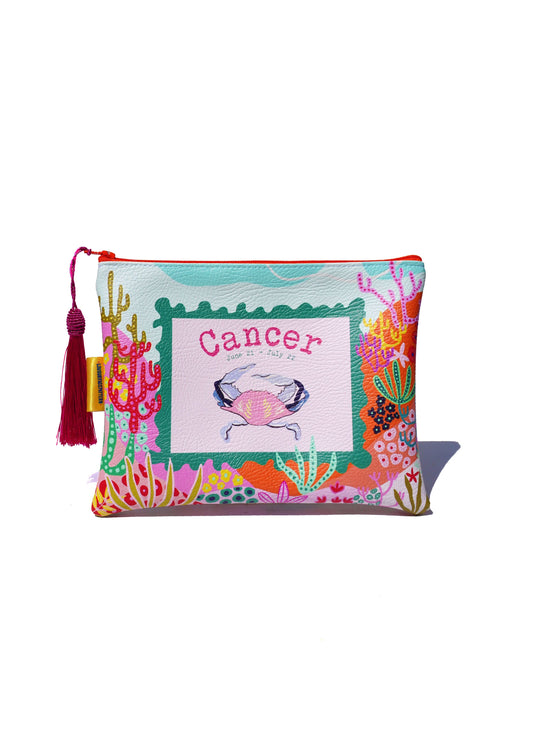 Cancer vegan leather makeup bag