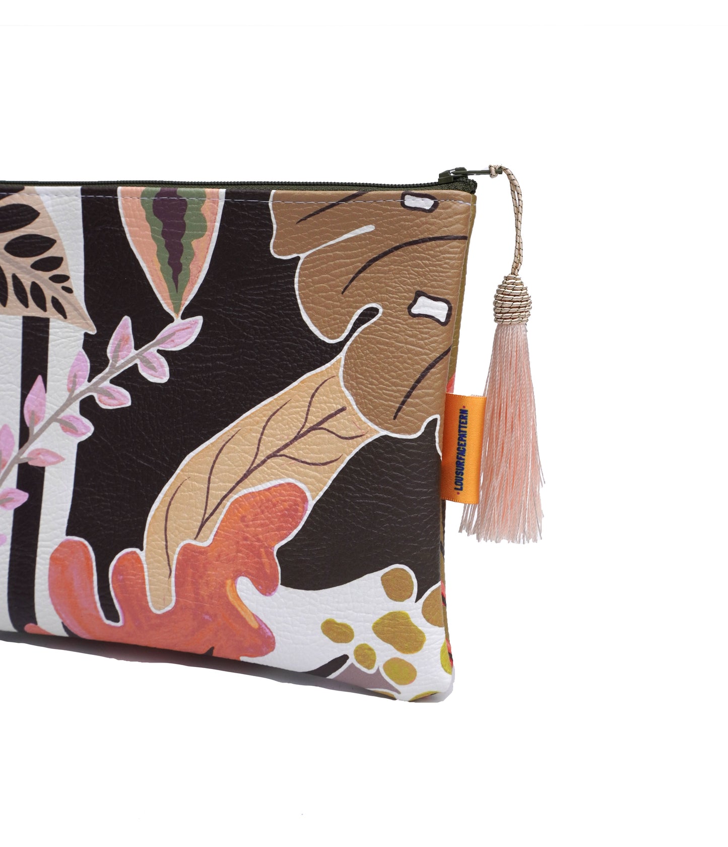 Moody striped tropicals makeup bag