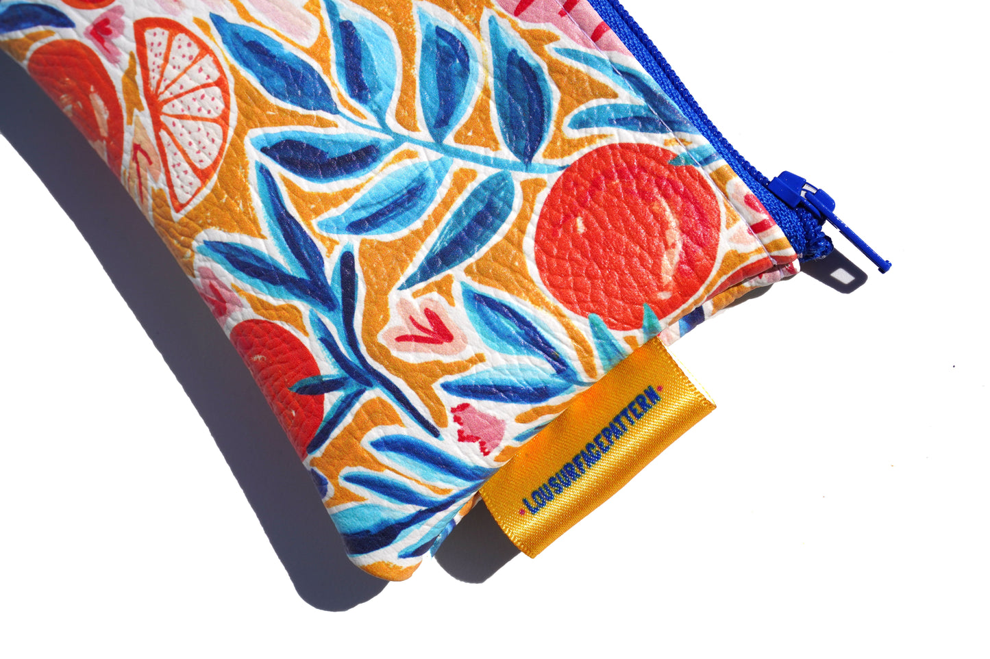 Vegan leather abstract oranges purse