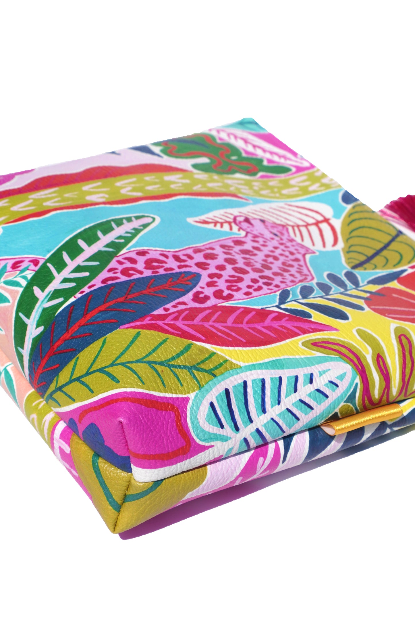 Pink panther vegan leather makeup bag