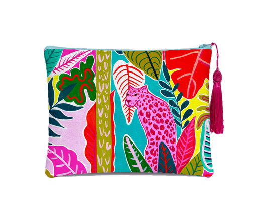 Pink panther vegan leather makeup bag