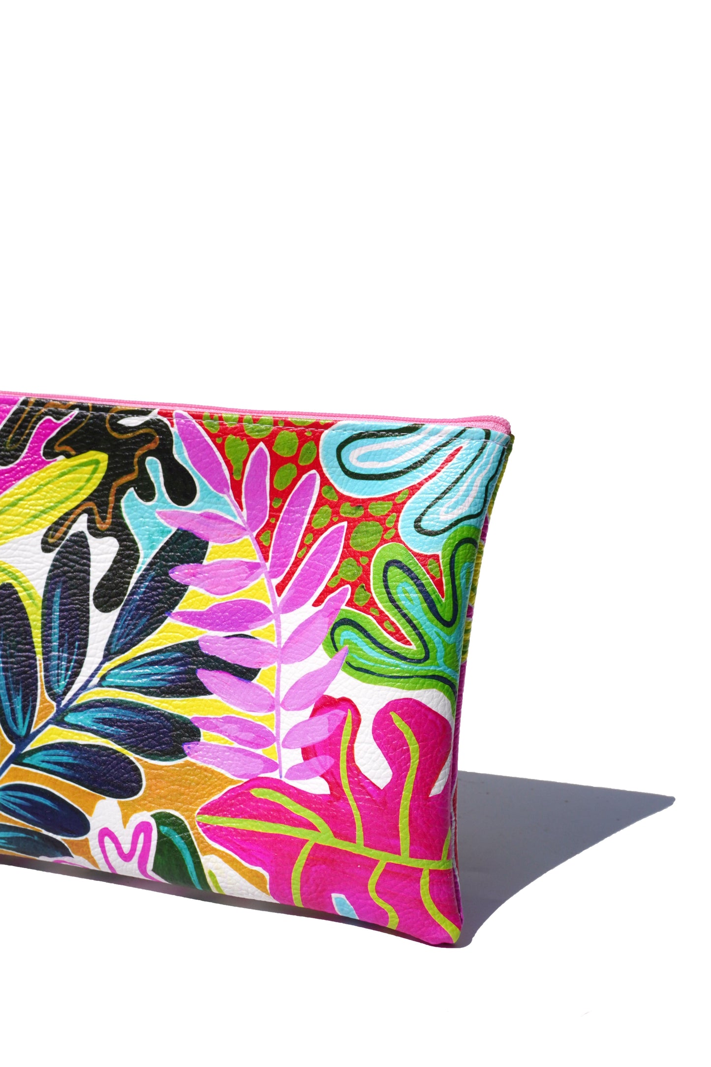 Tropicals vegan leather makeup bag