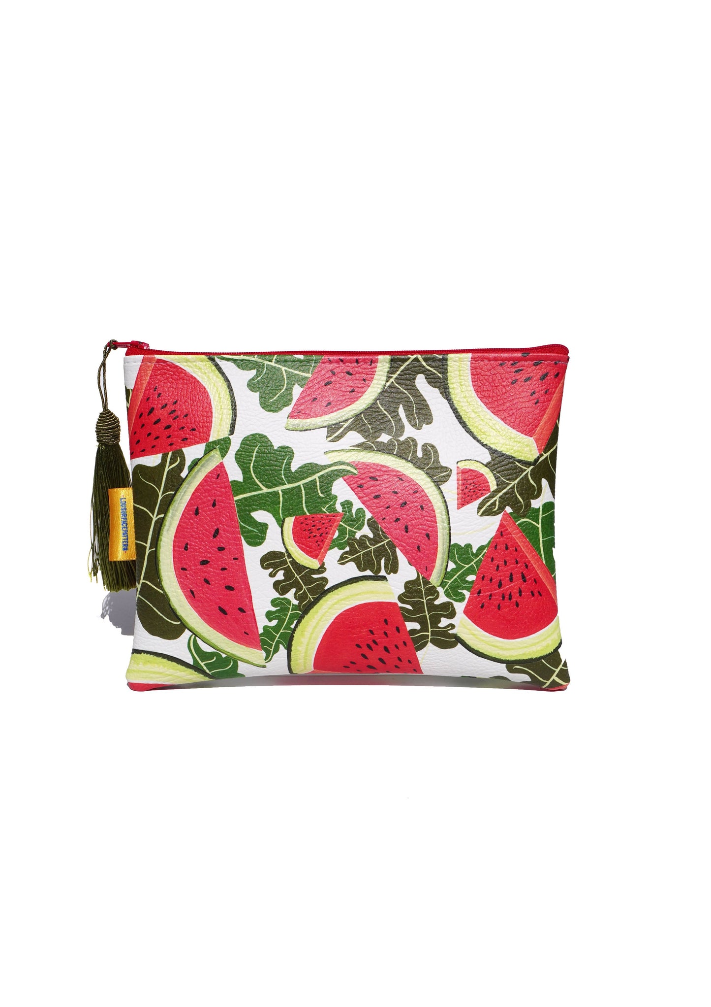 Watermelon vegan leather makeup bag